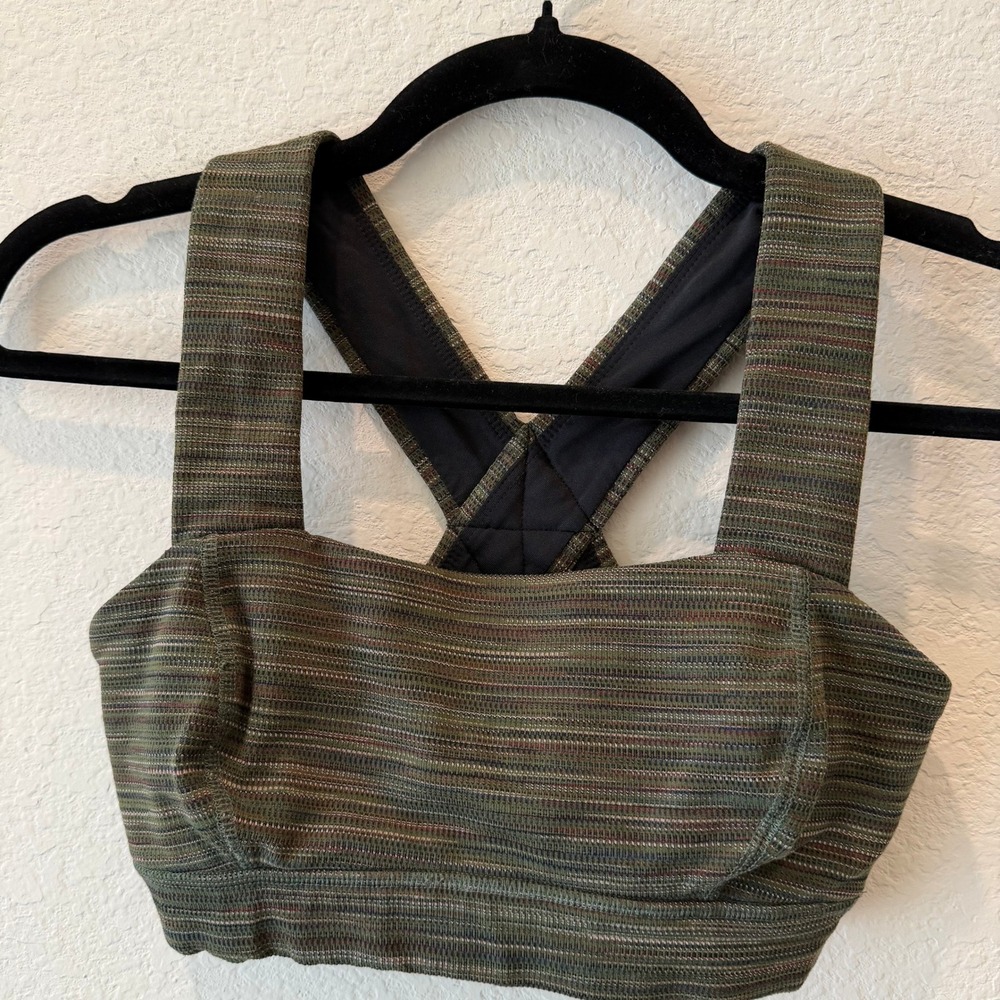 FP Movement Free People Women Olive Green Space Dye Cross Back Sports Bra XS/S